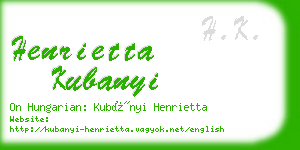henrietta kubanyi business card